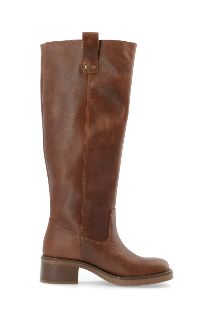 Biamary Knee High Pull On Boot Pull Up Leather Cognac | Sko | Smuk - Dameklær på nett