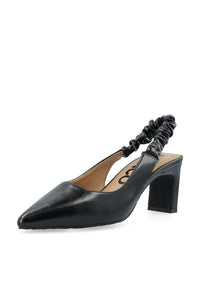 Biamonroe Scrunchie Slingback Faux Leather Shiny Black
