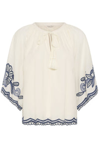 Biancha Blouse Whisper White W Blue Emb