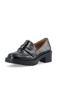Biapearl Simple Penny Loafer Faux Leather Black Croco Oversize