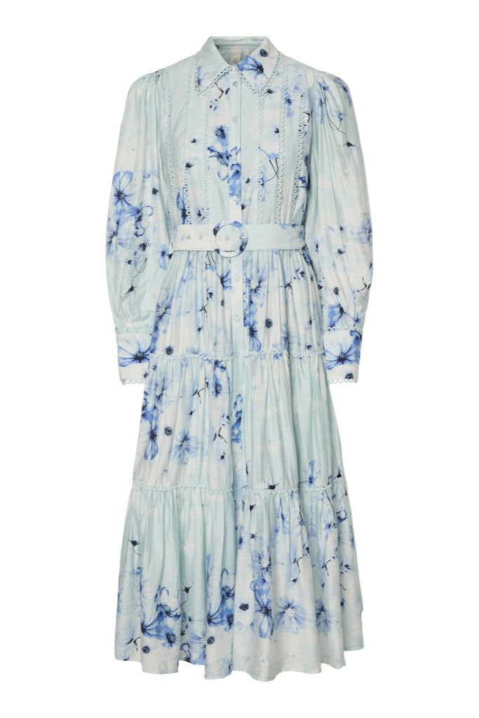 Billa Ls Long Dress Halogen Blue Billa Aop | Kjoler | Smuk - Dameklær på nett