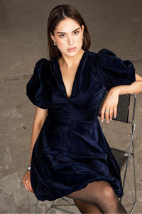 Blake Dress Velvet Blue Sapphire