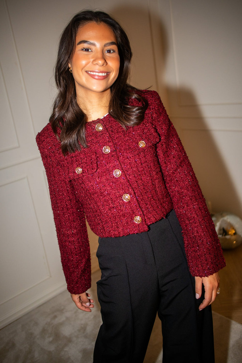 Blazer Tweeded Bordeaux | Blazer | Smuk - Dameklær på nett