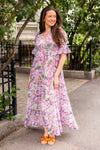 Bohemian Relaxed Dress Brushed Flowers