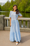 Broderie Anglaise Maxi Dress Light Blue