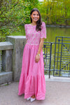 Broderie Anglaise Maxi Dress Rose Pink