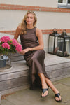 Celinie Heavy Sateen Dress Dark Brown