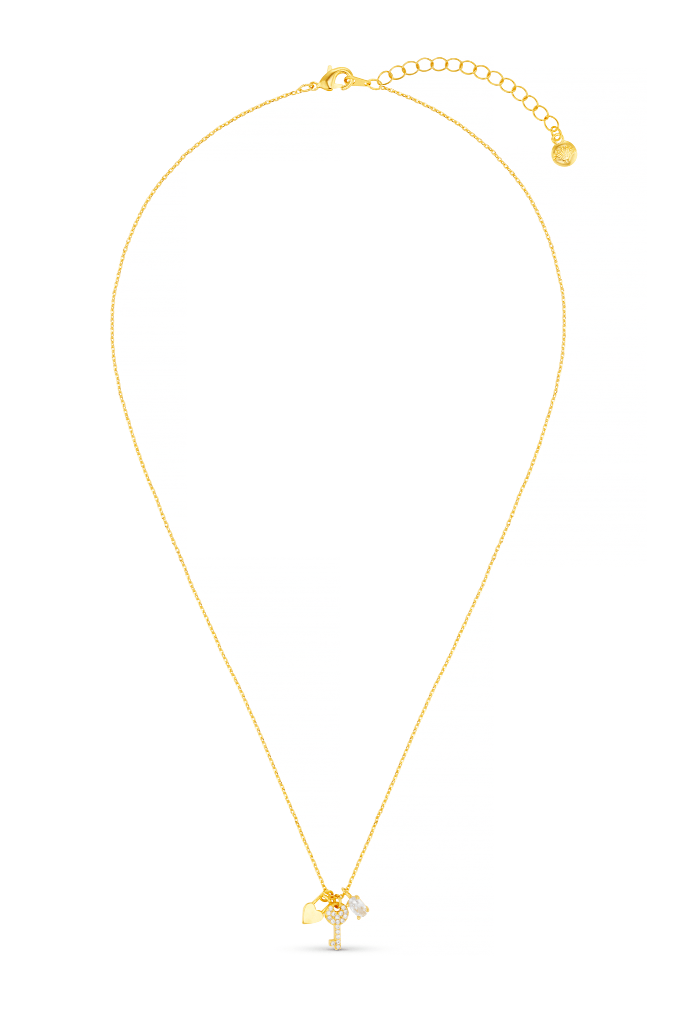 Charm Cluster Necklace Pale Gold