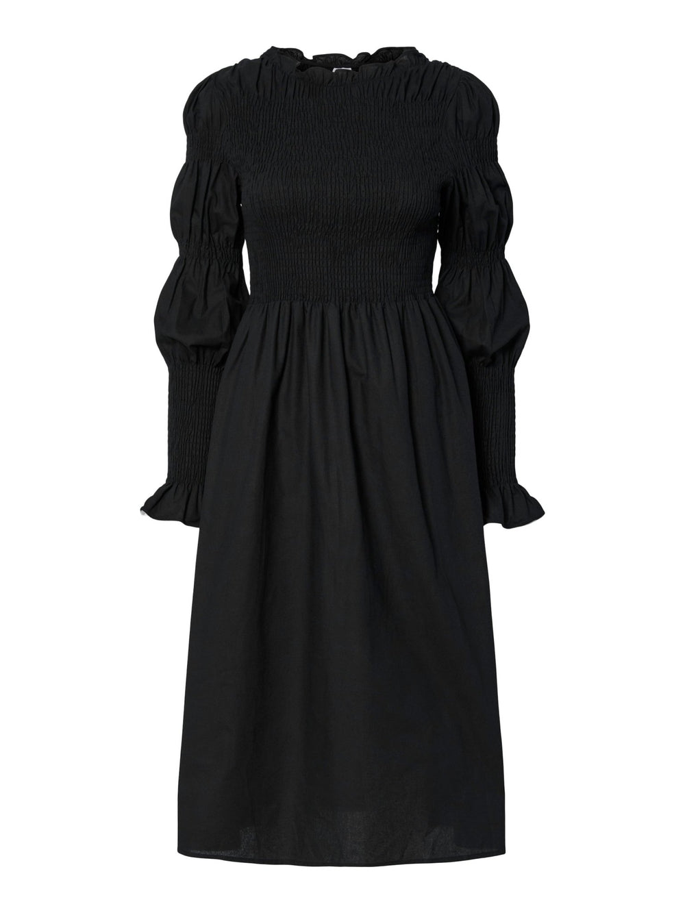Chemma Ls Smock Midi Dress Black | Kjoler | Smuk - Dameklær på nett