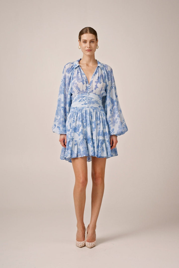 Chiffon Mini Dress Skye Blue | Kjoler | Smuk - Dameklær på nett