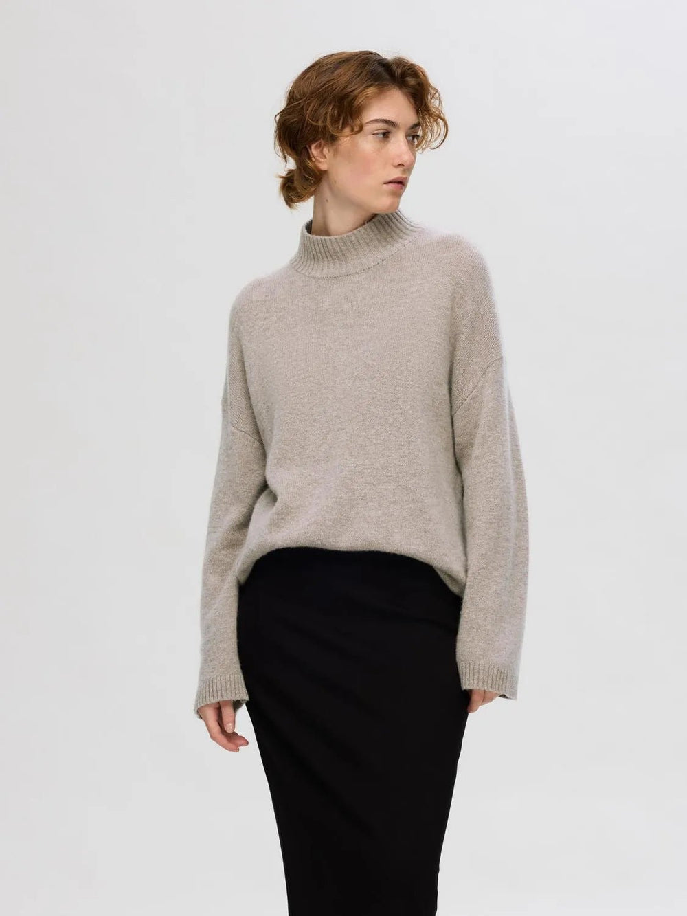 Cille Ls Knit High Neck Irish Cream Melange | Genser | Smuk - Dameklær på nett