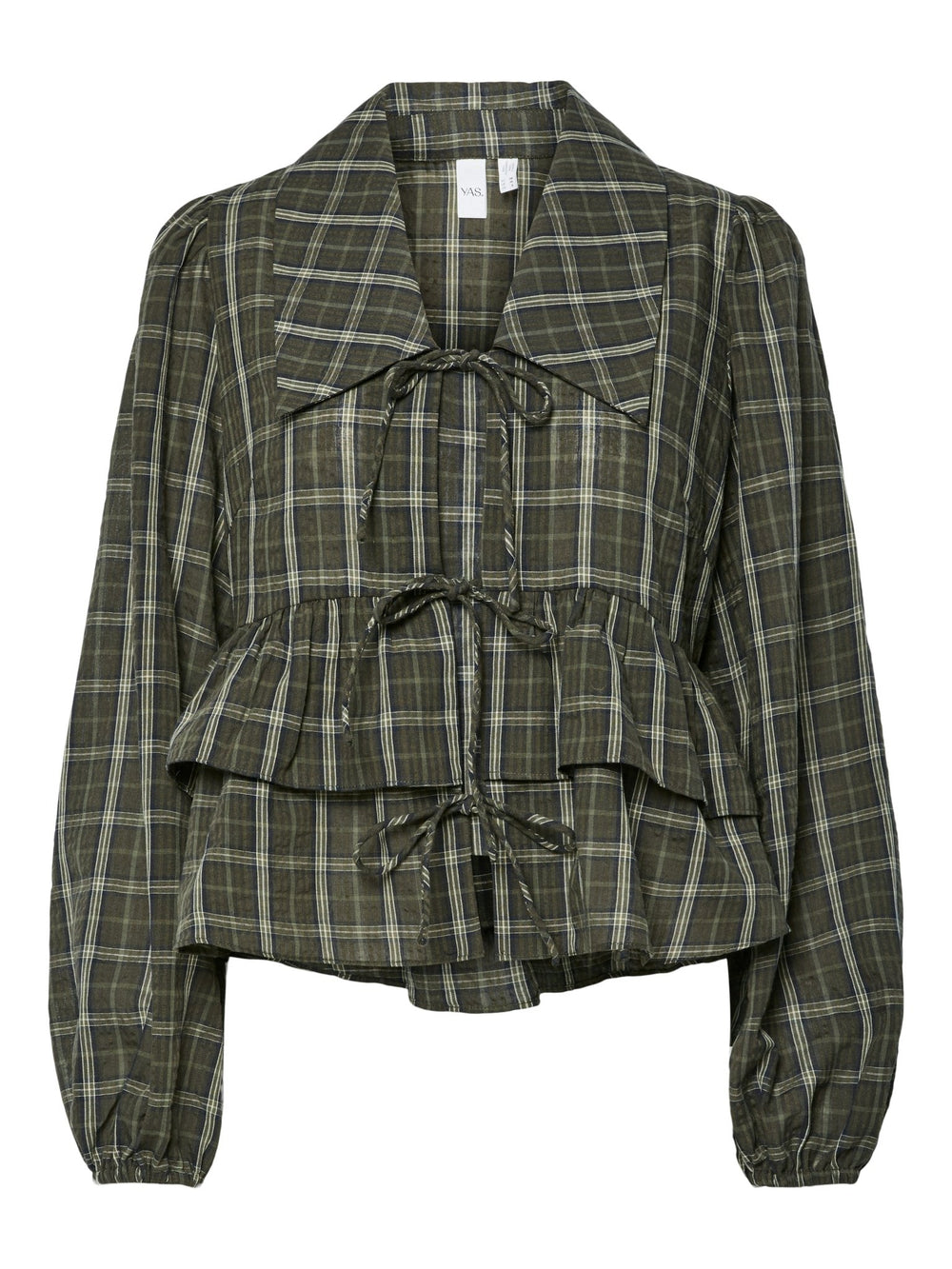 Cinna Ls Tie Top Forest Night Cinna Checks | Topper | Smuk - Dameklær på nett