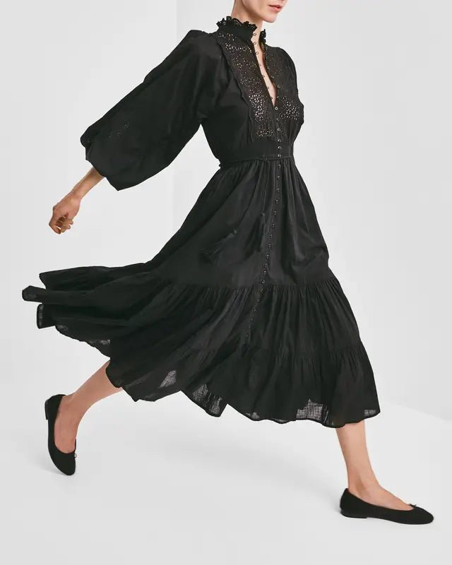 Cotton Slub Midi Dress Black | Kjoler | Smuk - Dameklær på nett