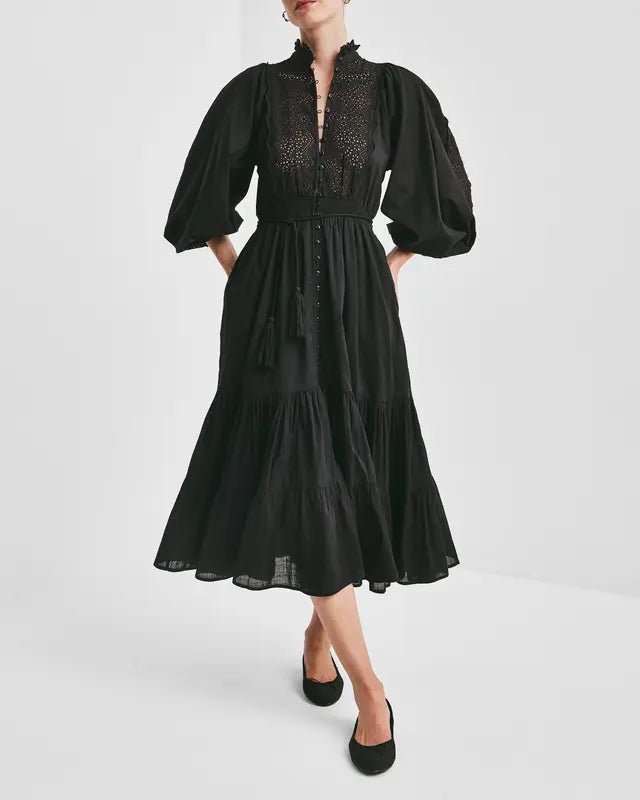 Cotton Slub Midi Dress Black | Kjoler | Smuk - Dameklær på nett