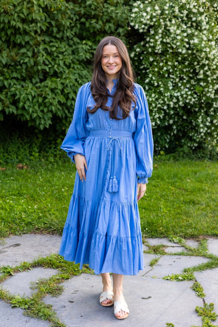 Cotton Slub Midi Dress Dusty Blue | Kjoler | Smuk - Dameklær på nett