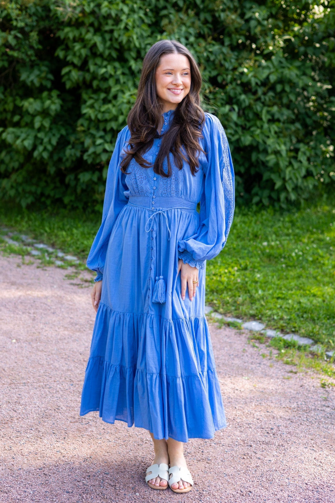 Cotton Slub Midi Dress Dusty Blue | Kjoler | Smuk - Dameklær på nett