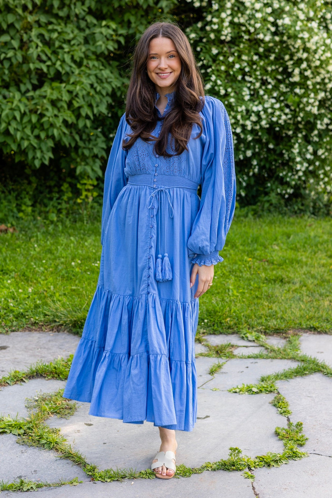 Cotton Slub Midi Dress Dusty Blue | Kjoler | Smuk - Dameklær på nett