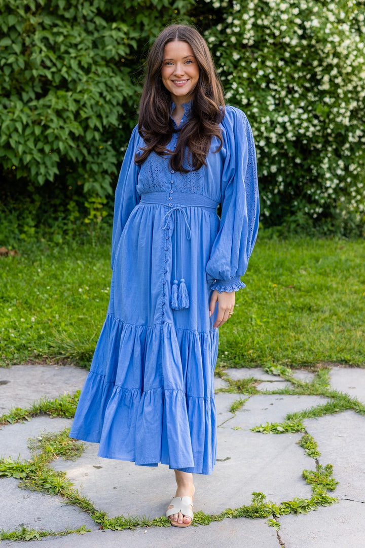 Cotton Slub Midi Dress Dusty Blue | Kjoler | Smuk - Dameklær på nett