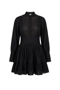 Cotton Slub Mini Dress Black