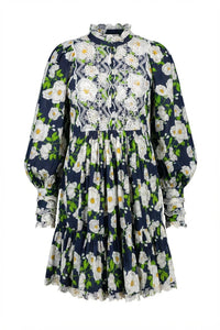 Cotton Slub Shift Dress Bright Garden