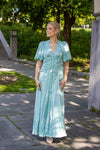 Crepe Satin Rouching Gown Turquoise