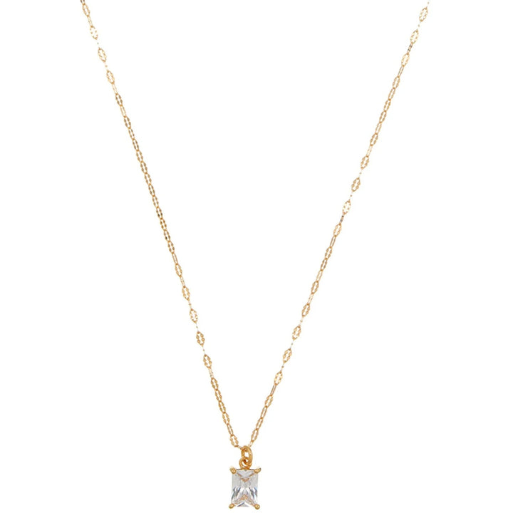 Crystal Baguette & Dainty Chain Necklace Crystal | Accessories | Smuk - Dameklær på nett