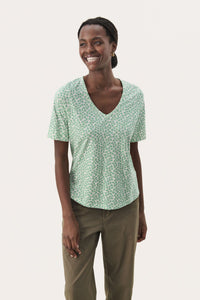 Curlia T-Shirt Green Mini Grid Flower