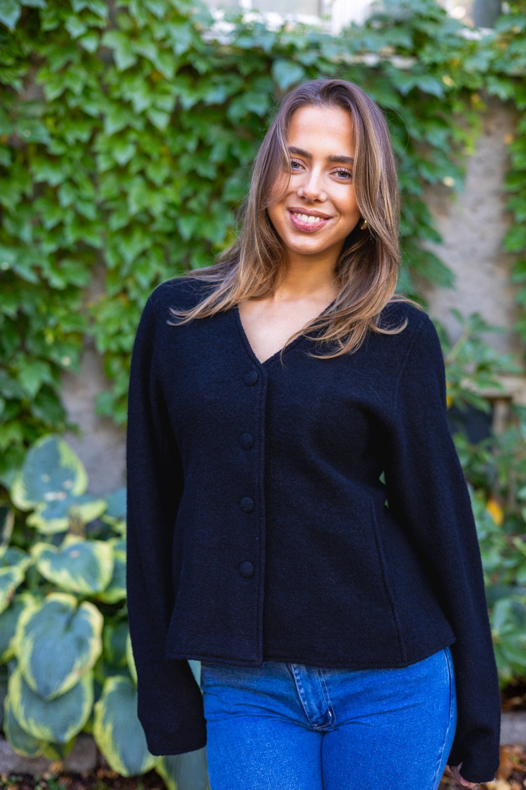 Darla Ls Knit Button Cardigan Black | Genser | Smuk - Dameklær på nett
