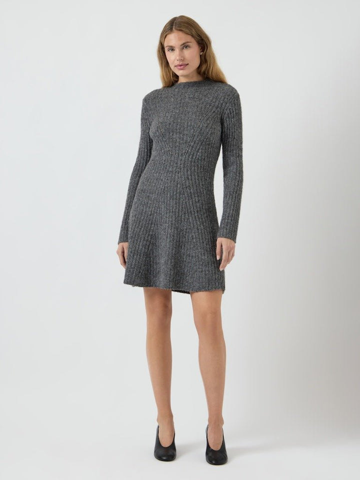 Dolly Ls Knit Dress Medium Grey Melange | Kjoler | Smuk - Dameklær på nett