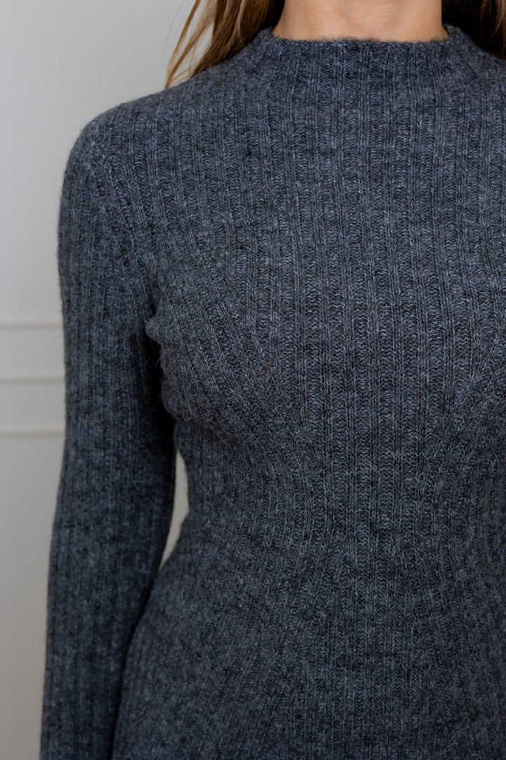 Dolly Ls Knit Dress Medium Grey Melange | Kjoler | Smuk - Dameklær på nett