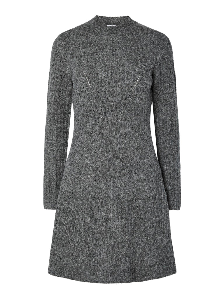Dolly Ls Knit Dress Medium Grey Melange | Kjoler | Smuk - Dameklær på nett