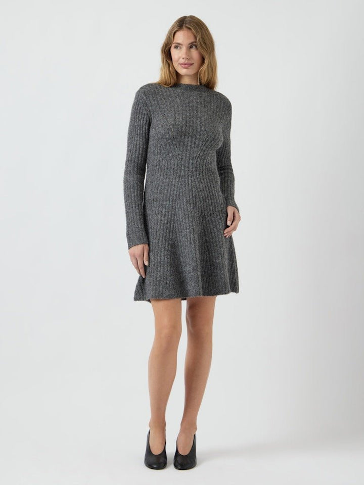 Dolly Ls Knit Dress Medium Grey Melange | Kjoler | Smuk - Dameklær på nett