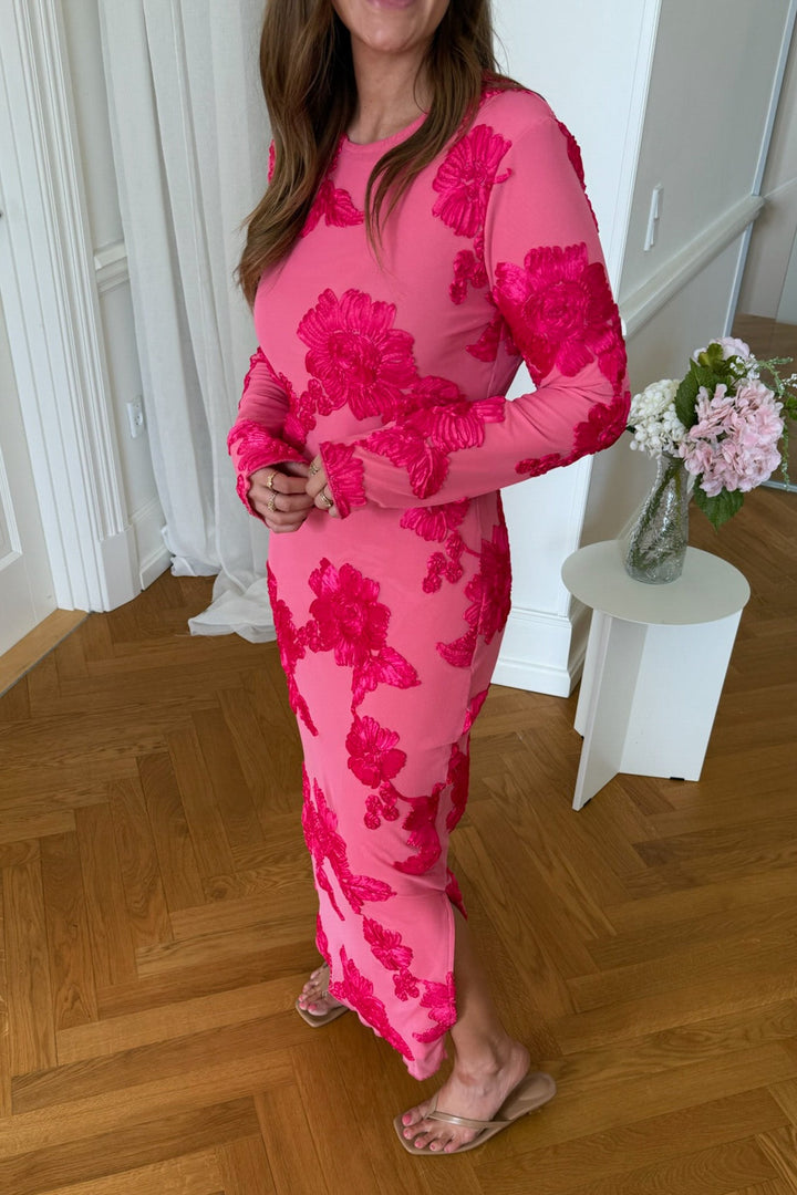 Elise Mesh Dress Fuchsia Pink Flower | Kjoler | Smuk - Dameklær på nett