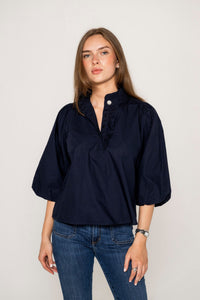 Ella Blouse Marine Poplin
