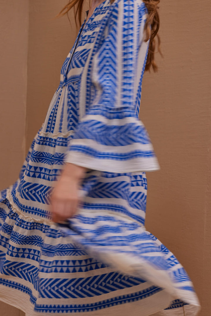 Ella Midi Dress offwhite/blue | Kjoler | Smuk - Dameklær på nett