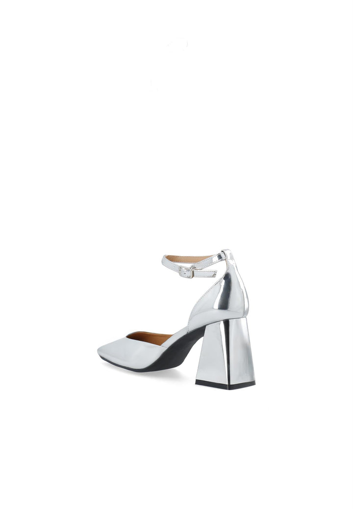 Biajoyce D'Orsay Pump Faux Leather Silver Mirror