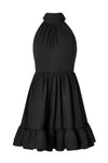 Fern Halterneck Ruffled Mini Dress Black