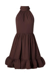 Fern Halterneck Ruffled Mini Dress Chocolate