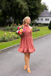 Fern Halterneck Ruffled Mini Dress Terracotta