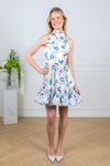 Fern Halterneck Ruffled Mini Dress Tulip Blue