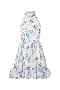 Fern Halterneck Ruffled Mini Dress Tulip Blue