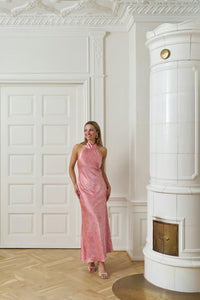 Fiona Pattern Satin Dress Light Pink