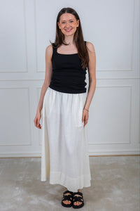 Flaxy Hw Ankle Skirt Star White