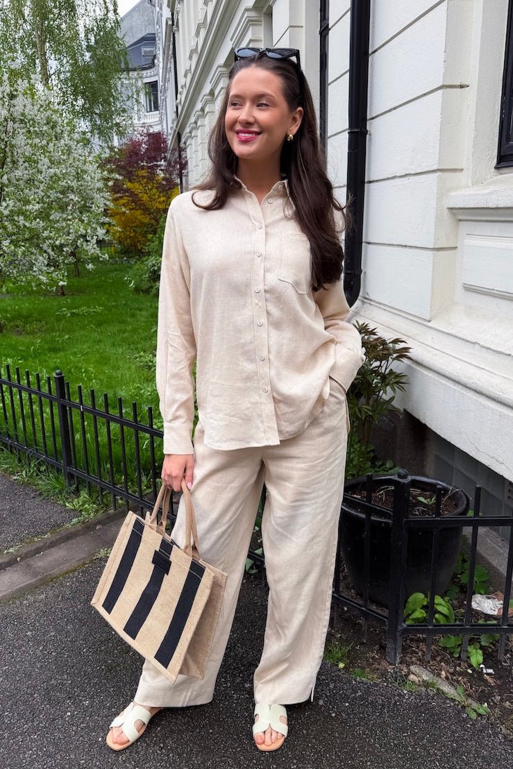 Flaxy Ls Linen Shirt Birch | Skjorter og bluser | Smuk - Dameklær på nett