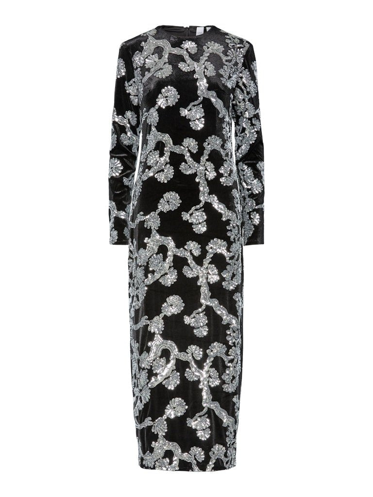 Florana Ls Long Dress Black Silver Sequins | Kjoler | Smuk - Dameklær på nett