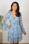 Florella Short Dress Blue/Off White