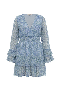 Florella Short Dress Blue/Off White