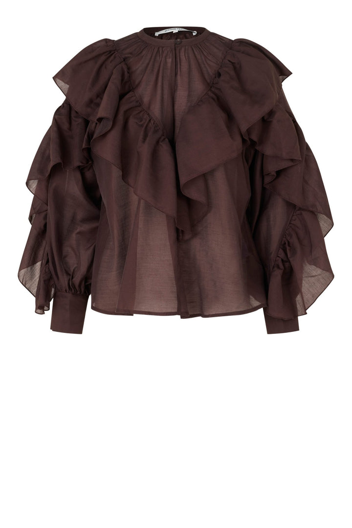 Fria Frill Blouse Chocolate Plum | Skjorter og bluser | Smuk - Dameklær på nett