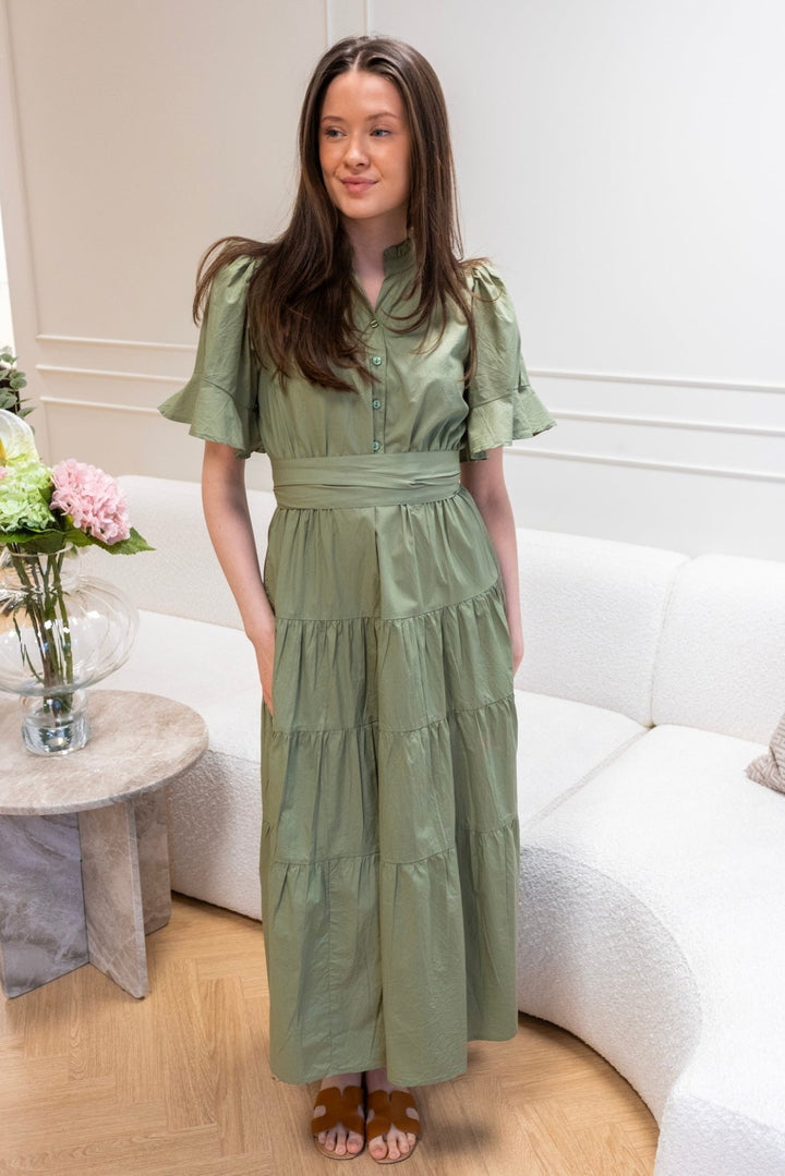 Gaia Dress Sage Poplin | Kjoler | Smuk - Dameklær på nett