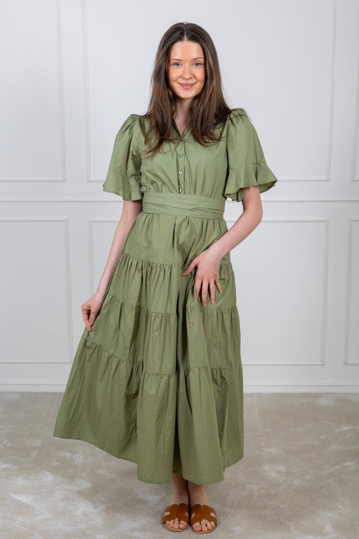 Gaia Dress Sage Poplin | Kjoler | Smuk - Dameklær på nett